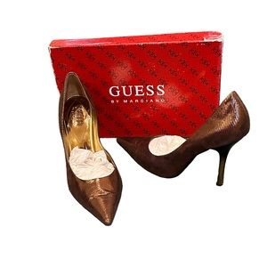 Guess by Marciano Bronze Metallic Leather Stilettos Size 8.5